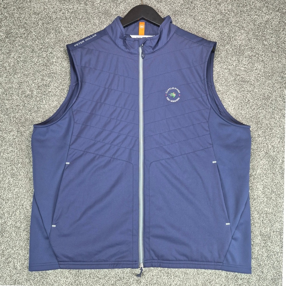 Peter Millar Fuse Elite Hybrid Vest Mens XL Navy Blue Performance Stretch Golf